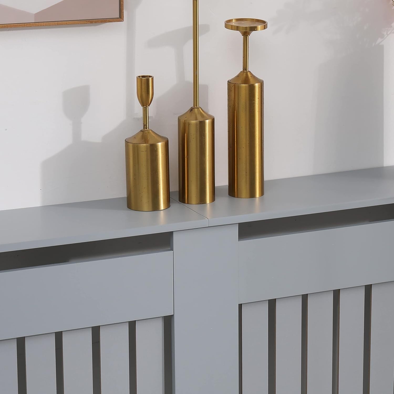 Large Grey Radiator Cover | Modern MDF Vertical Slat Cabinet – Stylish Design