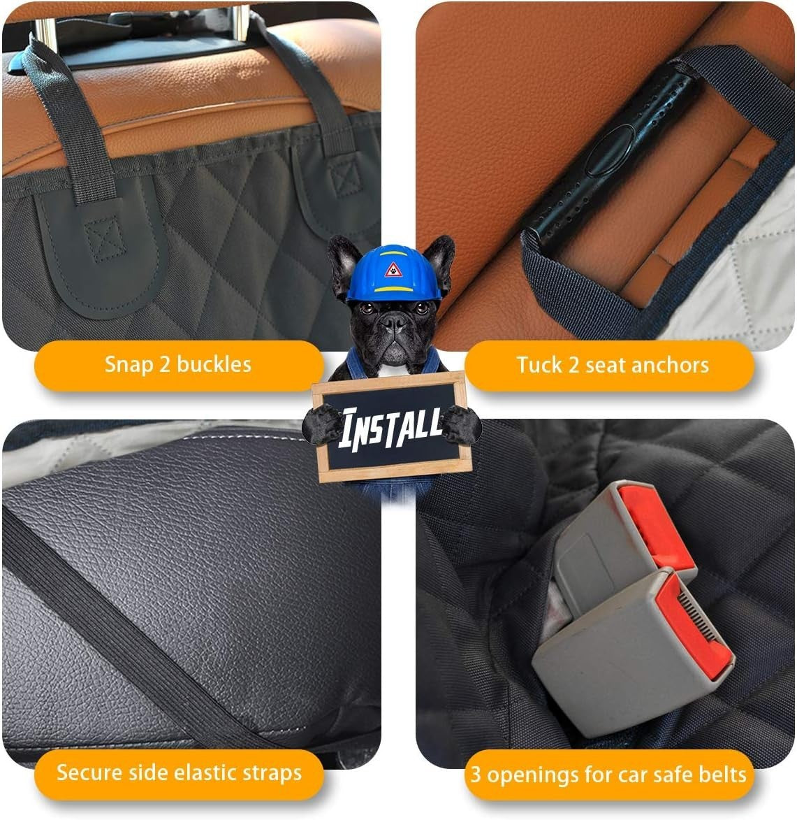 Waterproof Dog Car Seat Cover Mesh Window Non Slip Rear Protector
