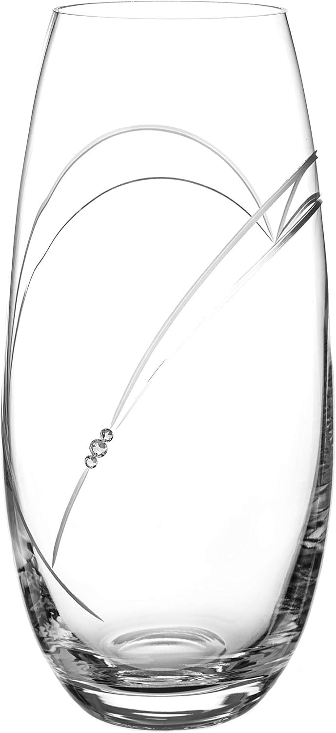 Crystal Heart Vase 25cm Luxury Cut Glass Flower Vase Wedding Gift Decor