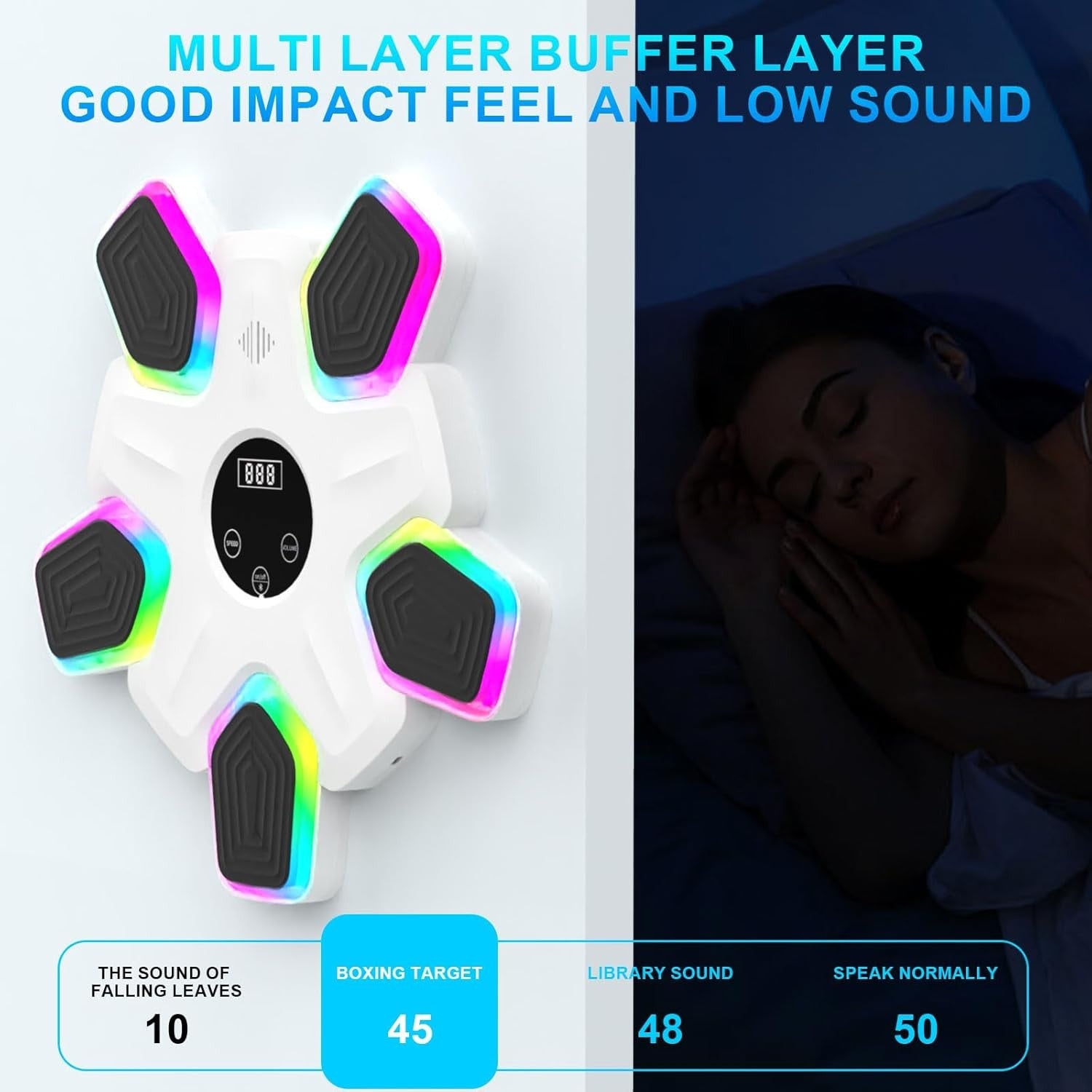 Music Boxing Machine Bluetooth LED Punch Pad Wall Mount Smart Home Trainer