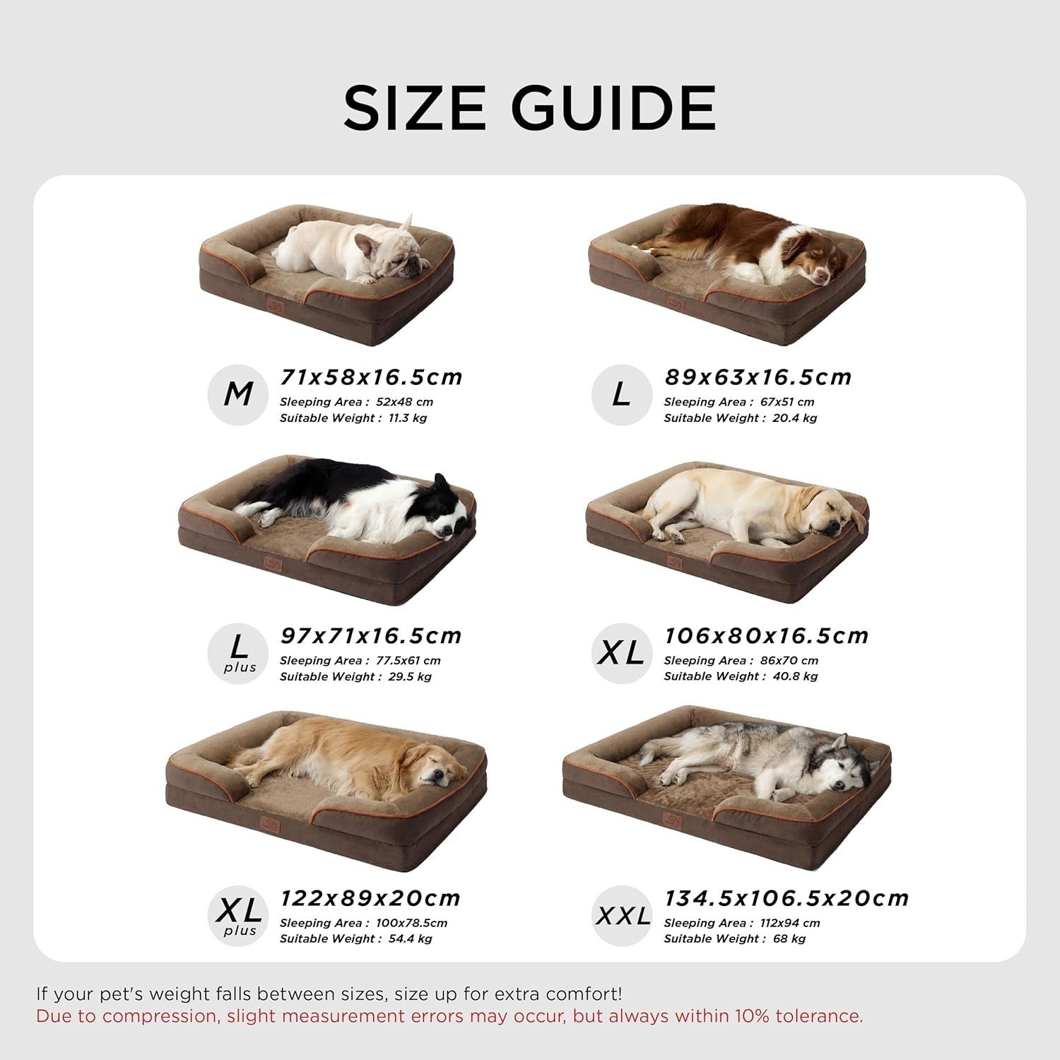 Large Orthopedic Dog Bed Sofa 97x71cm Washable Waterproof