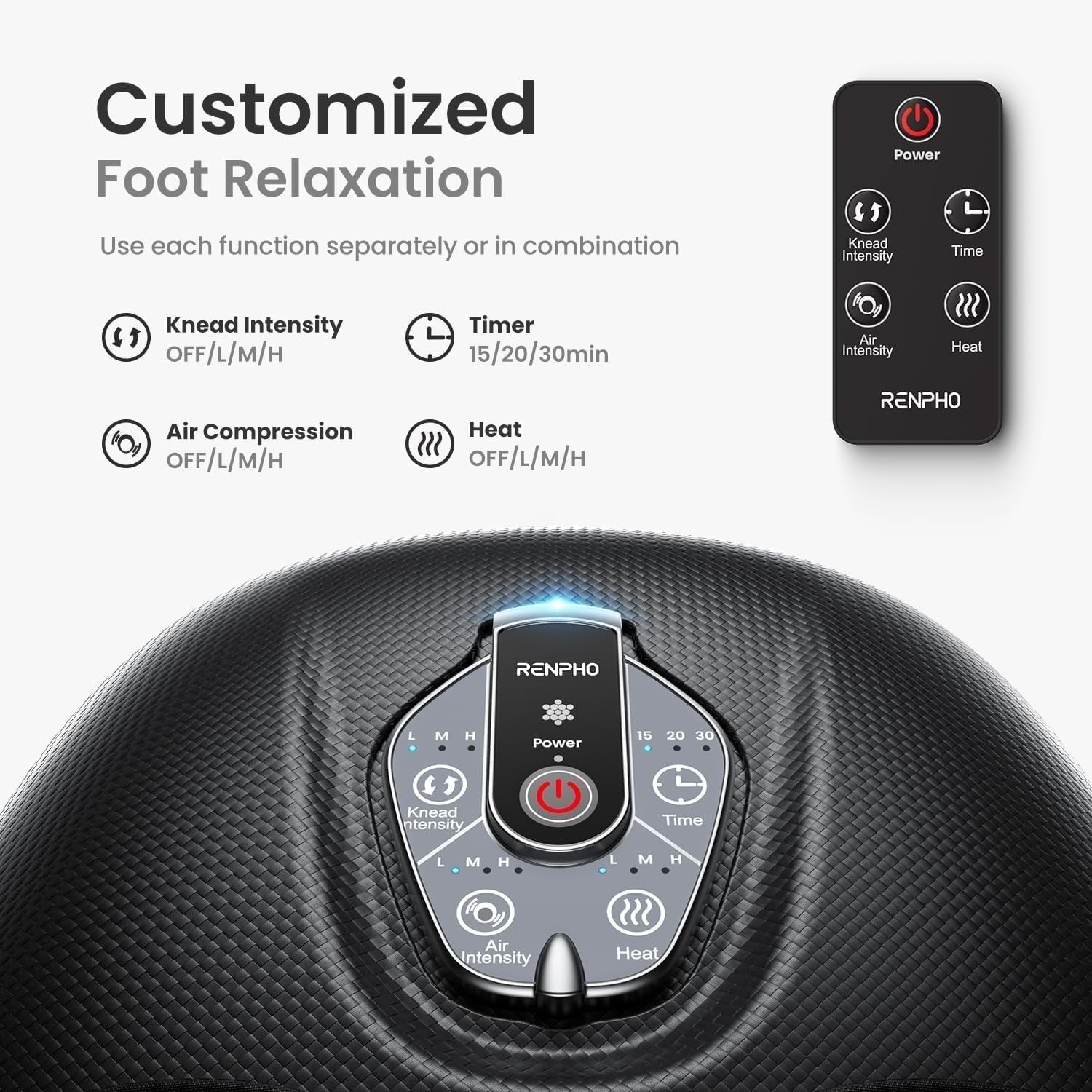 Heated Shiatsu Foot Massager Plantar Fasciitis Relief Remote Control