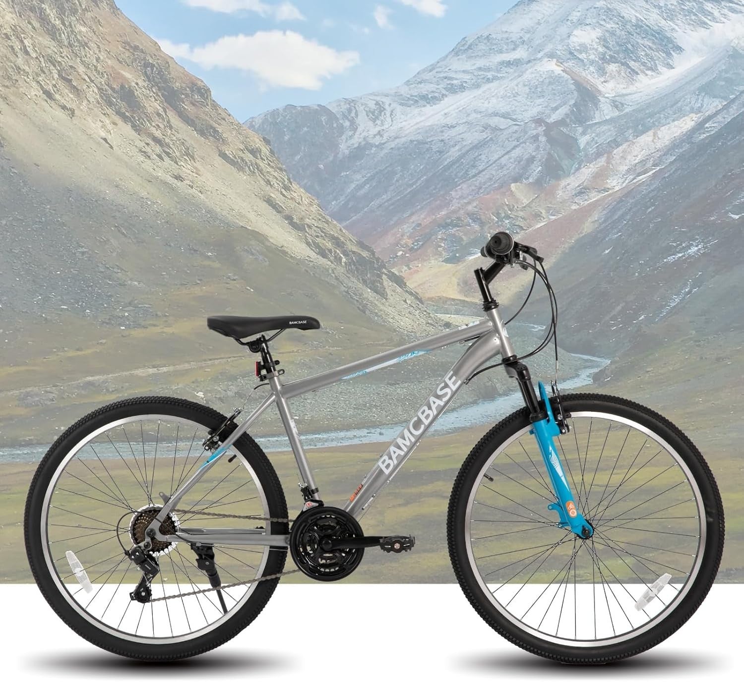 27.5" Mountain Bike 21 Speed V-Brake Steel Frame Hardtail MTB Grey Adult