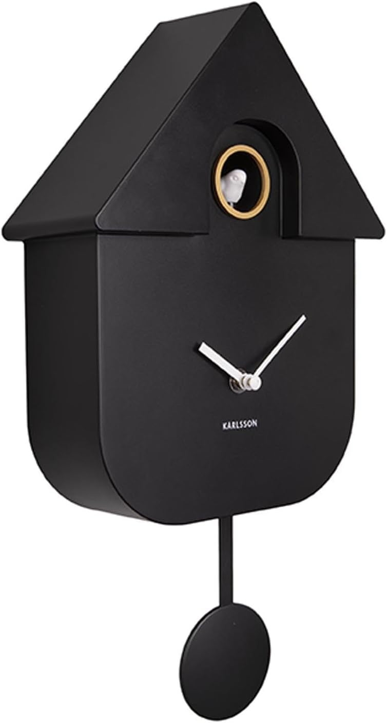 Silent Black Cuckoo Clock with Adjustable Volume & Night Silence 27.5x27.5cm