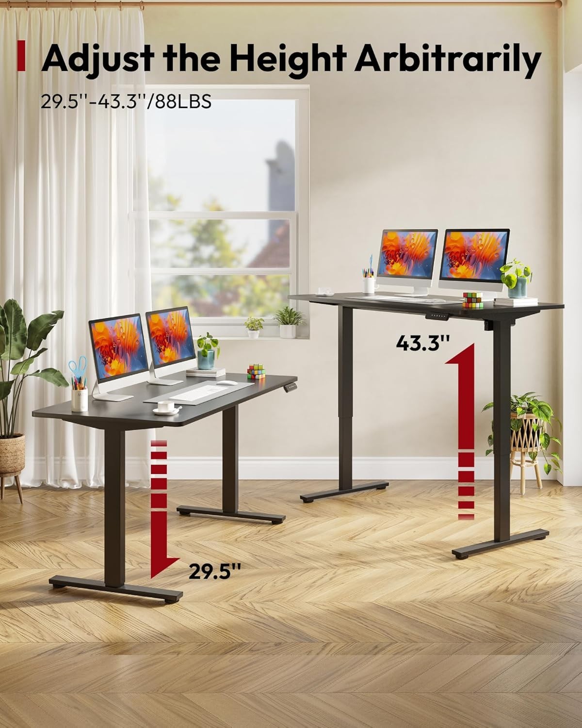 Black Electric Standing Desk 120x60cm with Memory & Adjustable Height