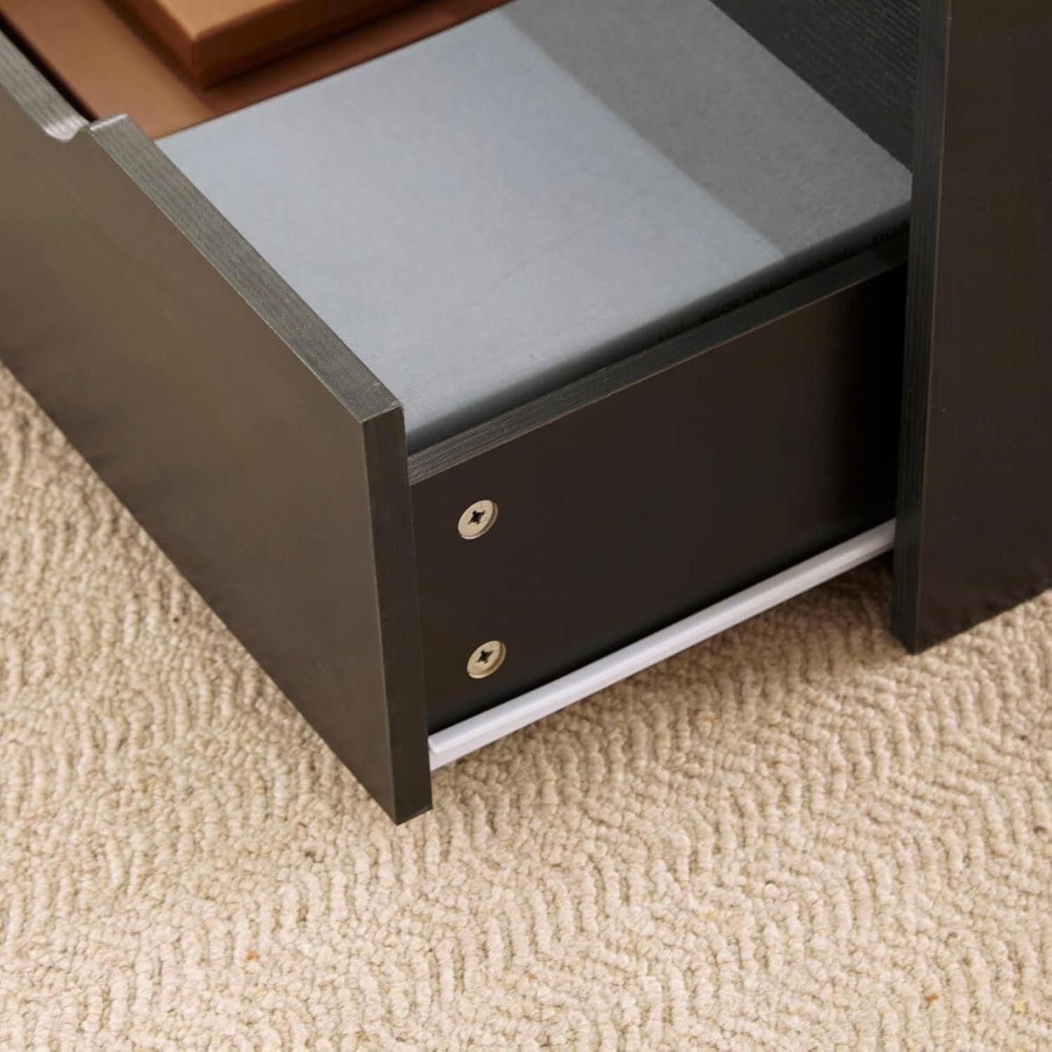 Black Lift-Top Coffee Table with Locking Storage Drawers 115x50x40cm