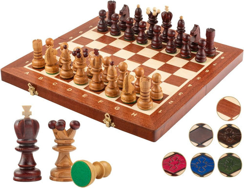 Luxury 42cm Wooden Chess Set XL | Handcrafted Board & Carved Pieces | Premium Gi