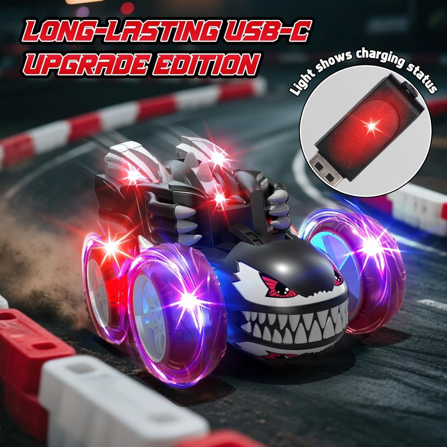 2.4GHz RC Stunt Car 360° Flip Fast 4WD Truck Lights Rechargeable Toy Gift Kids 3
