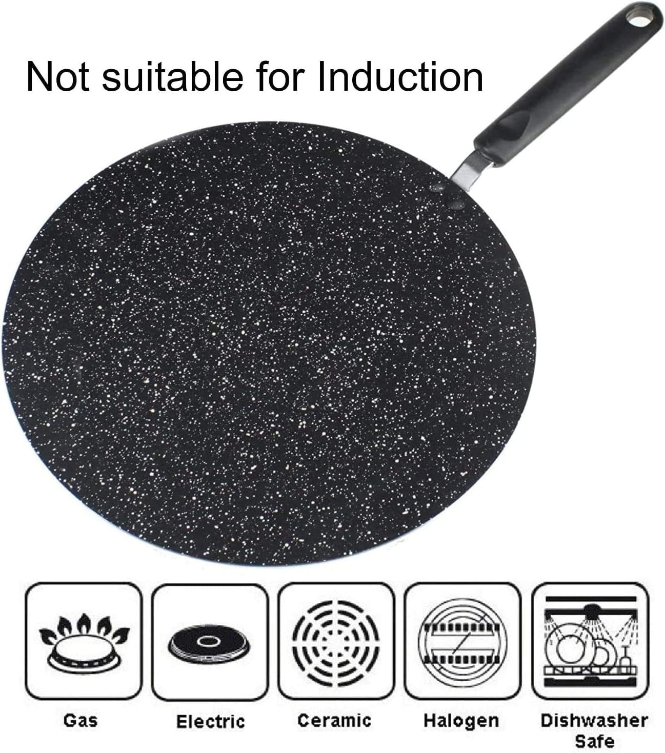 Non-Stick Marble Tawa 26cm Flat Roti Chapati Dosa Crepe Pan Heavy Duty Skillet