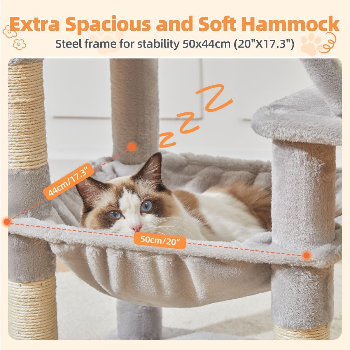 Large Cat Tree Tower 146cm Multi Level Scratching Posts Hammock