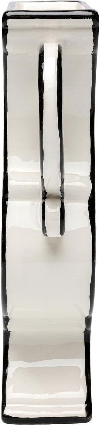 Antique Style Black White Ceramic Vase 23cm – Classic Table Flower Decor