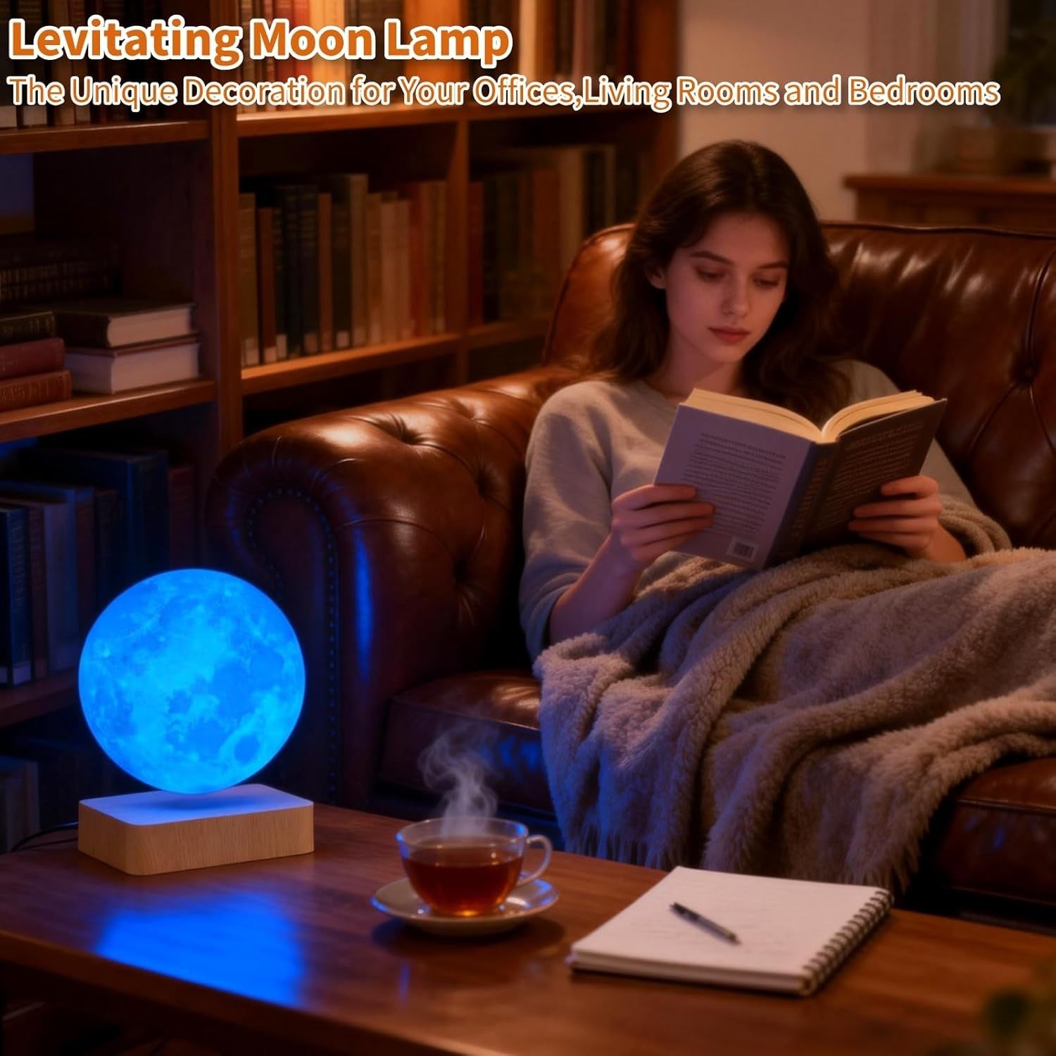 Levitating Moon Lamp 16 Colors, Magnetic Floating 3D LED Night Light Brown