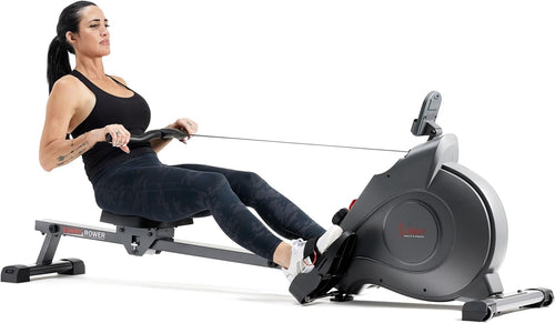 Smart Magnetic Rowing Machine 8-Level Quiet Rower LCD App Long Rail 250lb