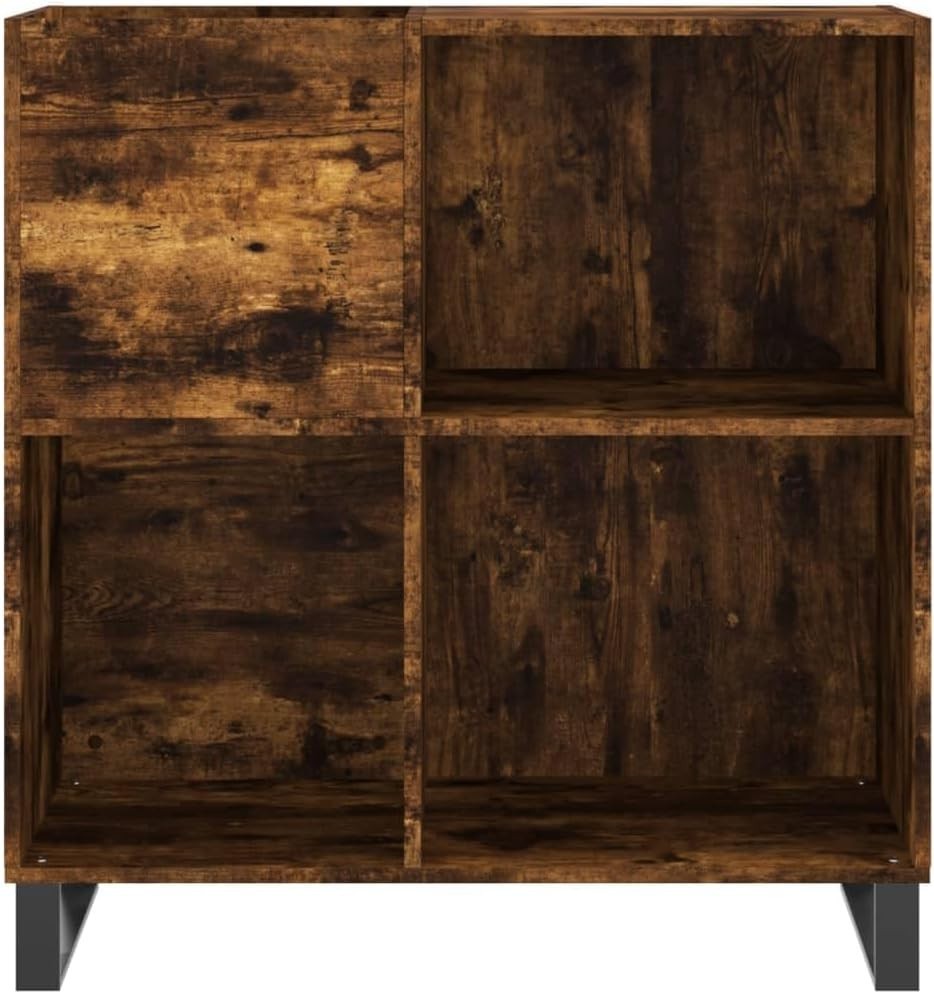Modern Smoked Oak Vinyl Record Cabinet – Sturdy Storage & Display Unit