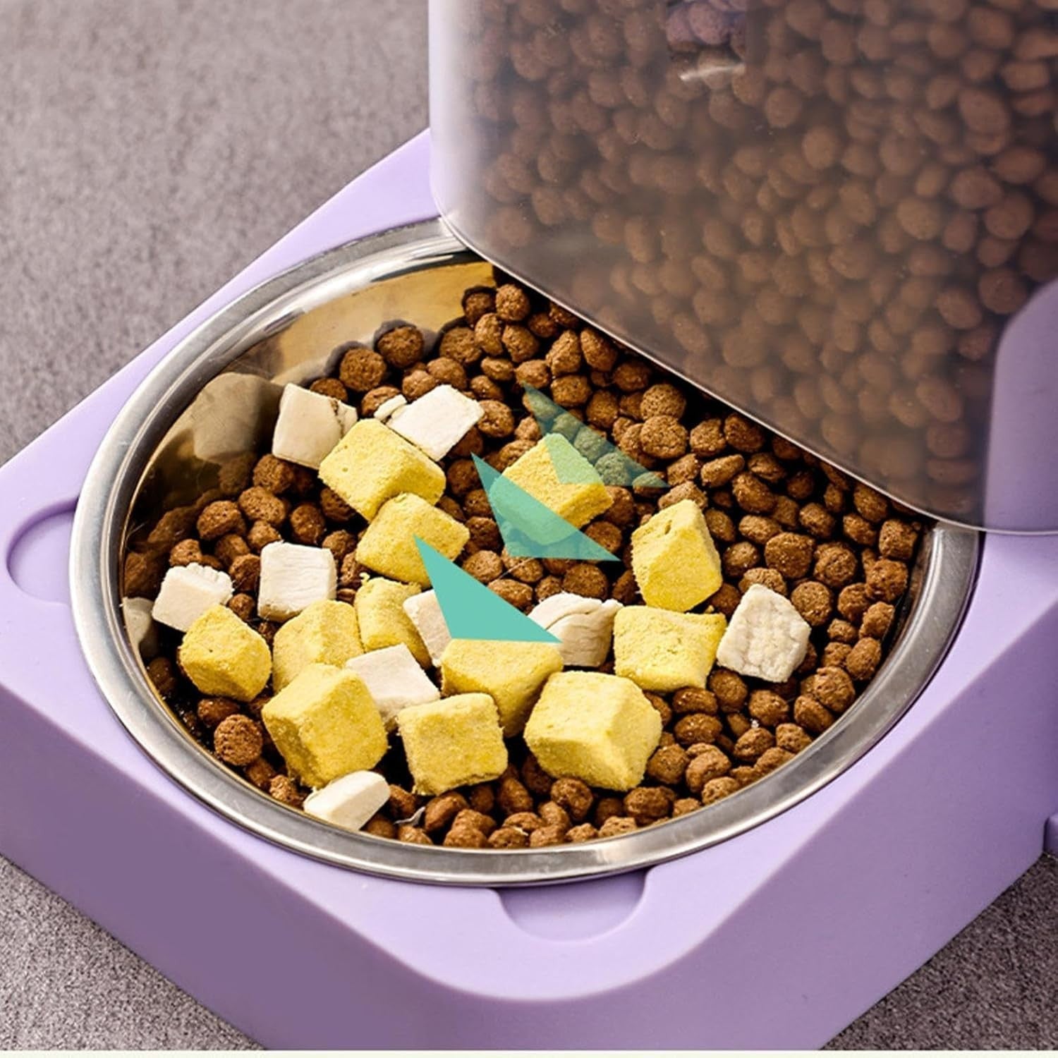 2 in 1 Automatic Cat Feeder Water Fountain 3L Food 2L Tank USB Purple