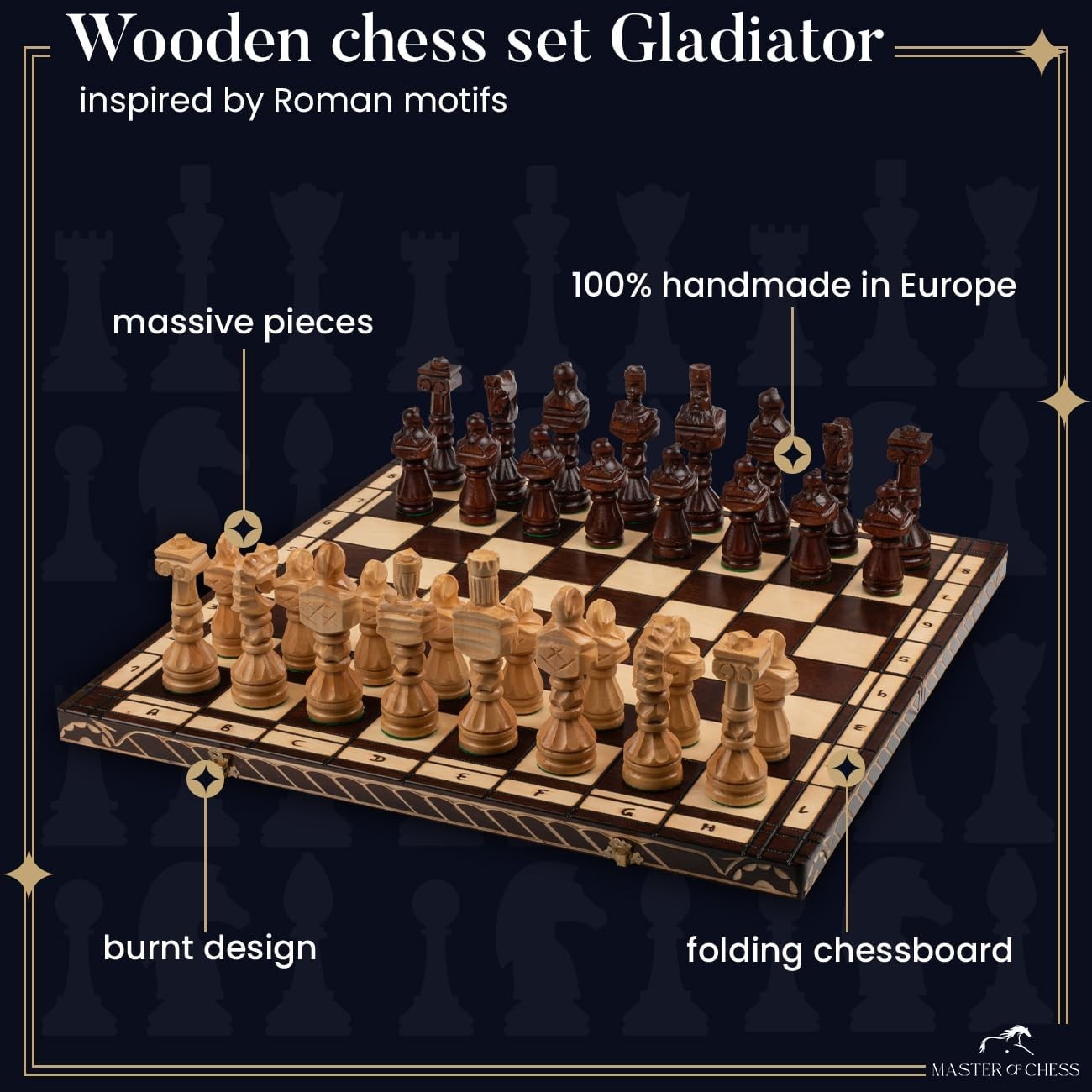 60cm Large Hand-Carved Wooden Chess Set | Premium Foldable Board & Pieces