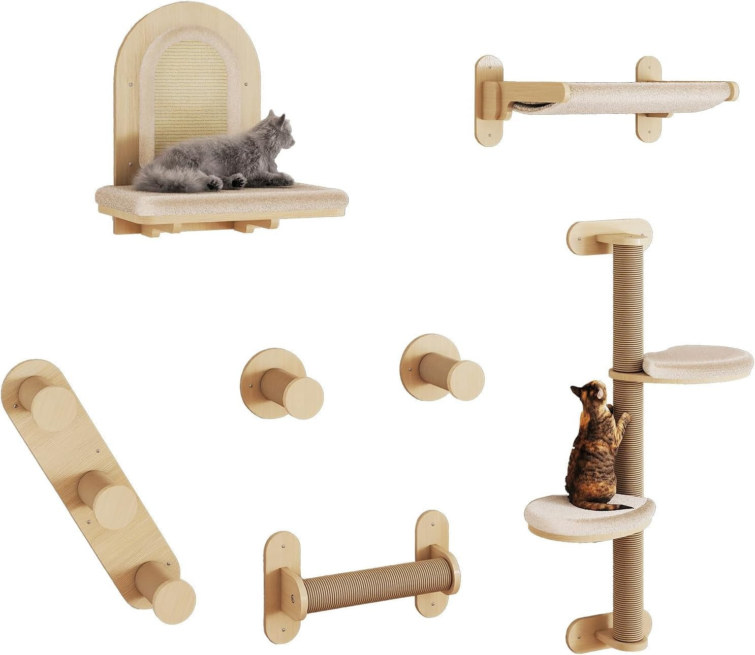 Cat Wall Shelves Climbing Set Solid Wood Multi Level Scratching Platforms