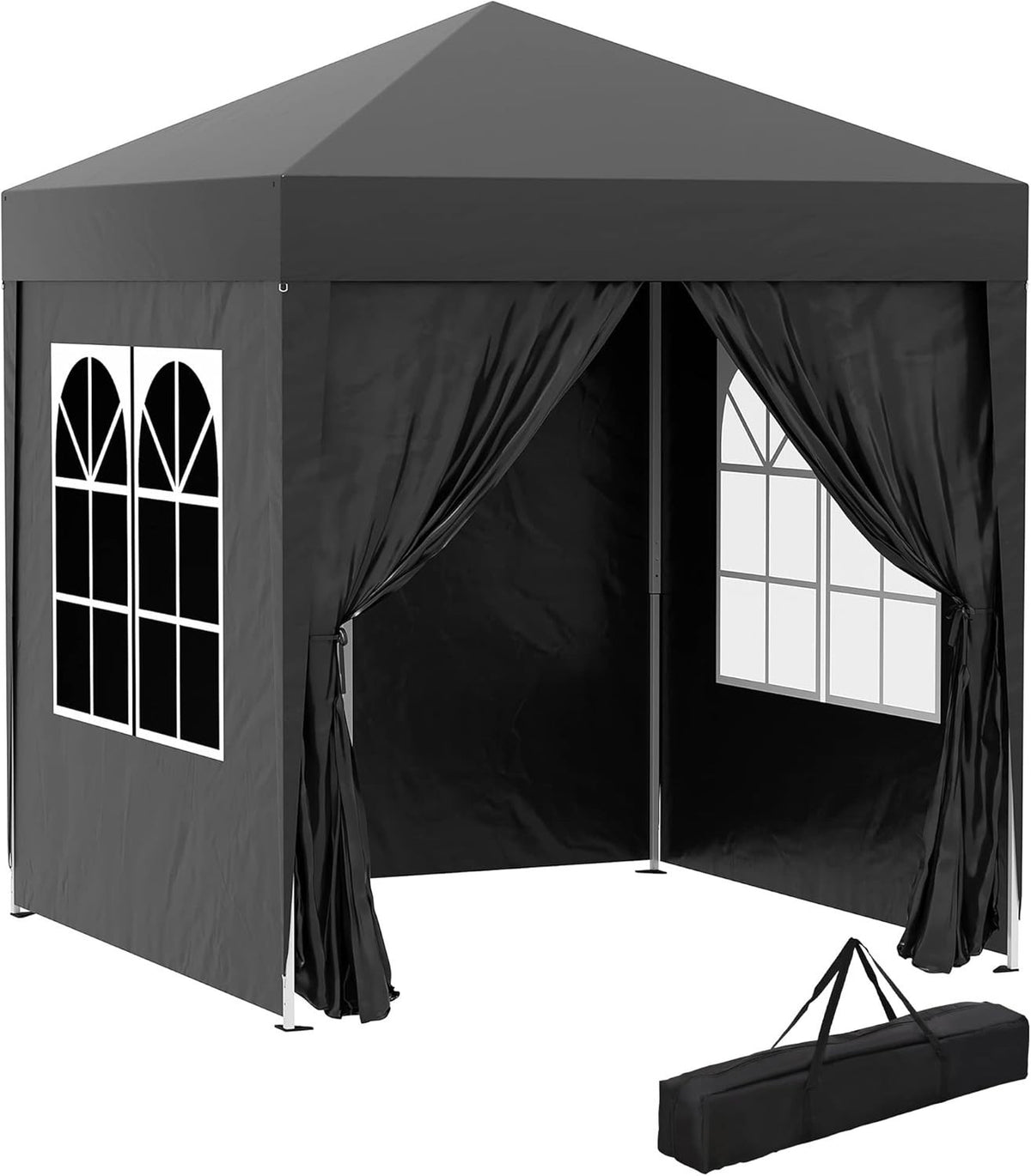 2x2m Pop Up Gazebo Garden Party Tent Waterproof w/ Sidewalls Black