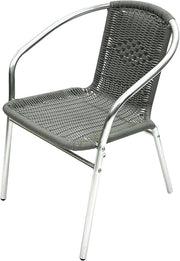 Stackable Rattan Bistro Chair Grey Aluminium Frame Lightweight Patio Seating