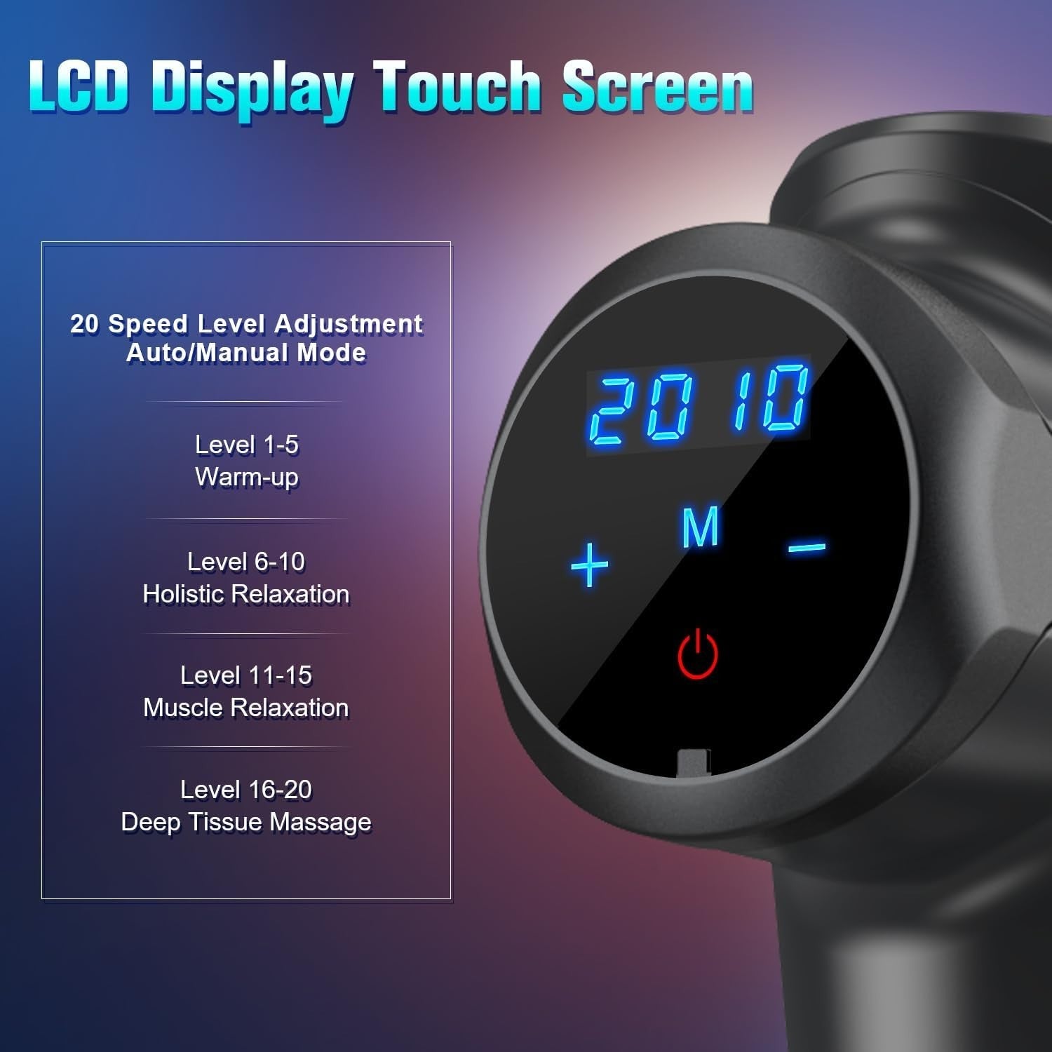 Deep Tissue Massage Gun 20 Speed Levels Quiet Cordless Muscle Recovery