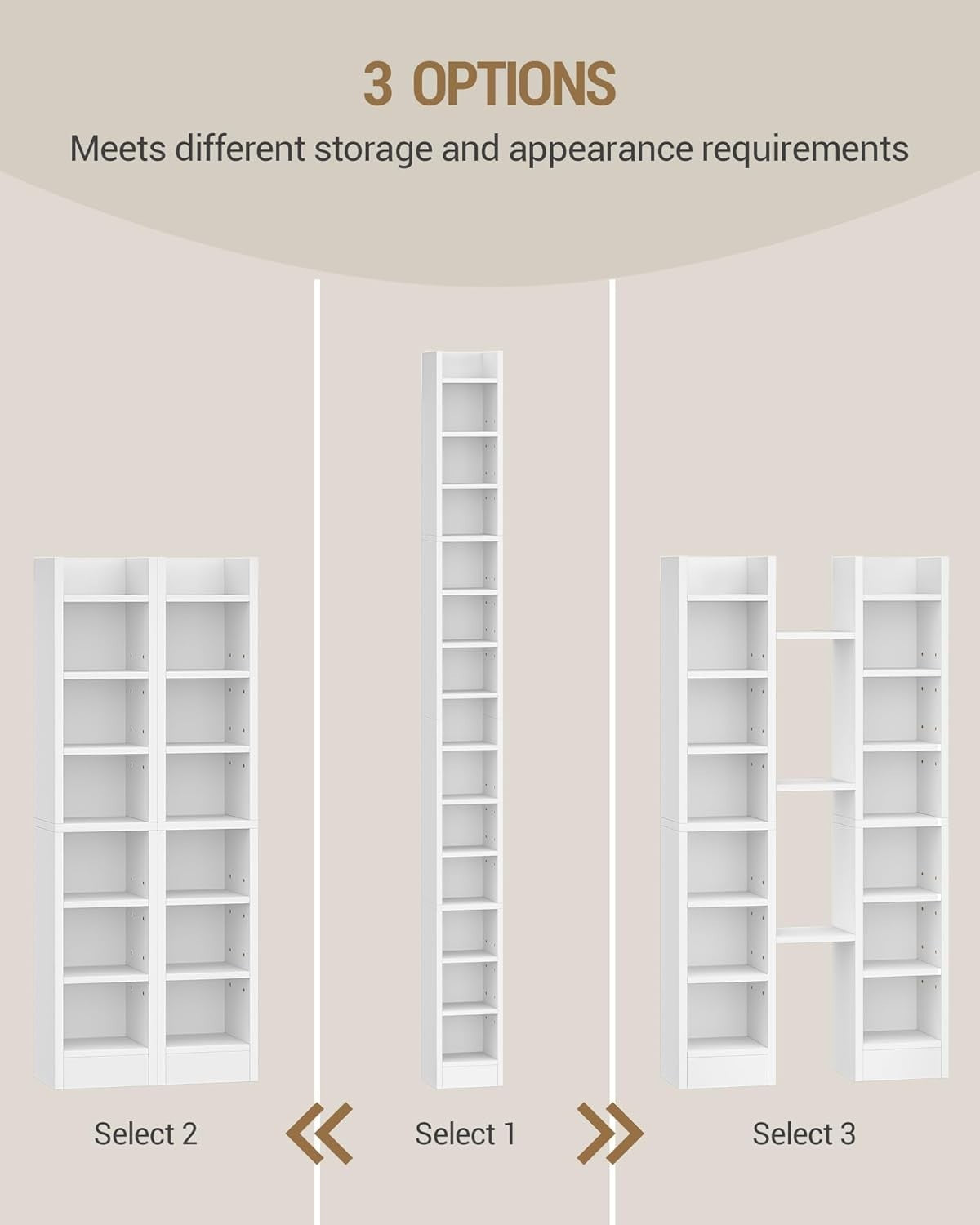 CD DVD Storage Tower 14 Shelf Media Rack Adjustable Bookcase White