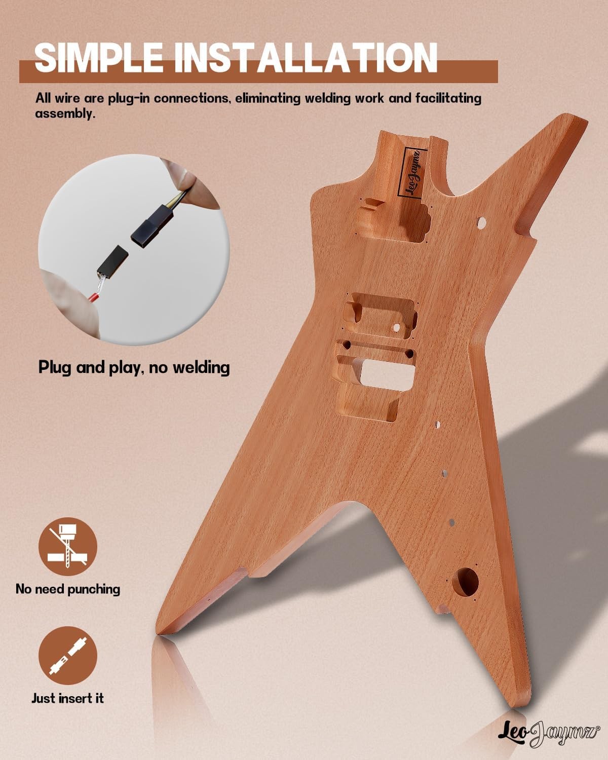 DIY Electric Guitar Kit Mahogany Body Laurel Fretboard Full Set