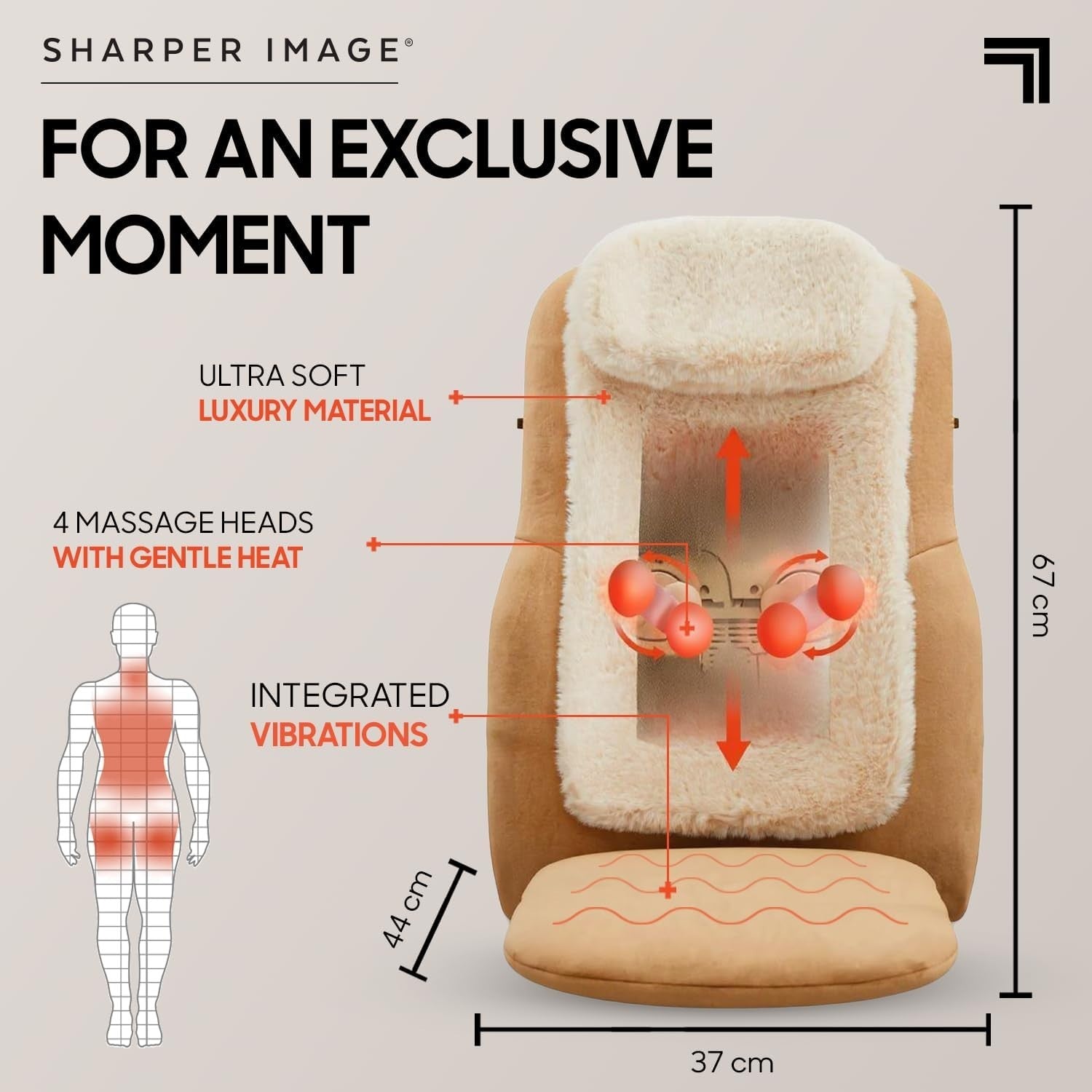Shiatsu Massage Chair Pad Heat Vibration Back Massager Seat Cushion Brown