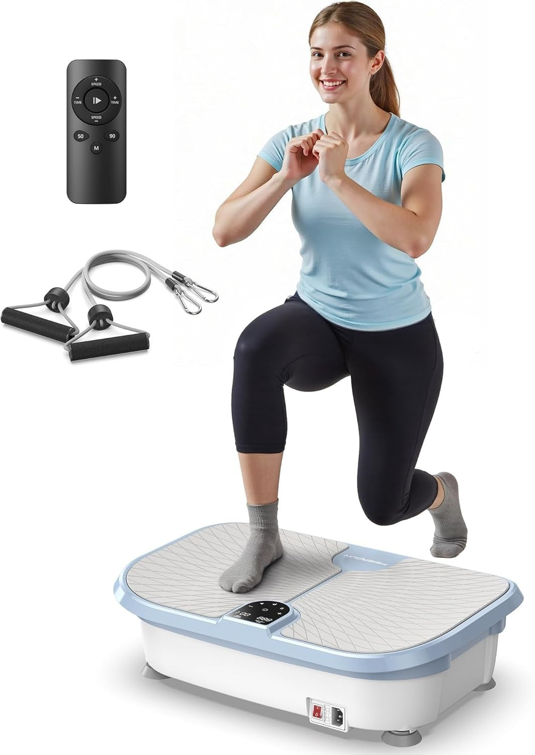 Blue Vibration Plate Exercise Machine 99 Speeds Lymphatic Drainage Home