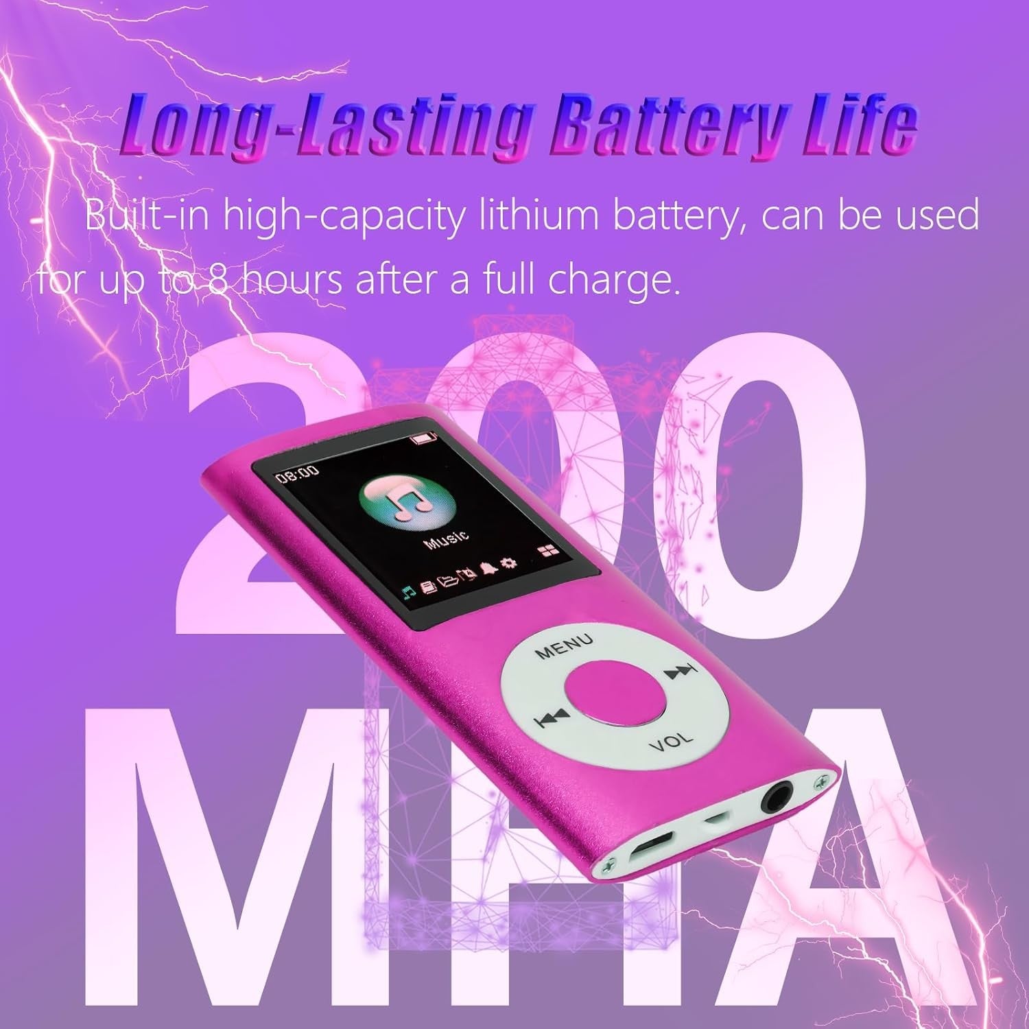 64GB MP3 Player Pink Bluetooth HiFi 1.8" LCD FM