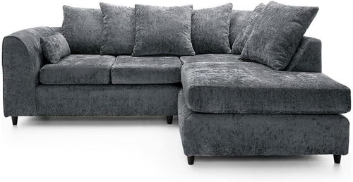 4 Seater L Shape Corner Sofa Right Hand Grey Alaska Fabric – Comfy Modern Couch