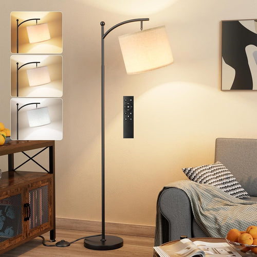 Modern Arc Floor Lamp Dimmable LED Remote Control Living Room Standing