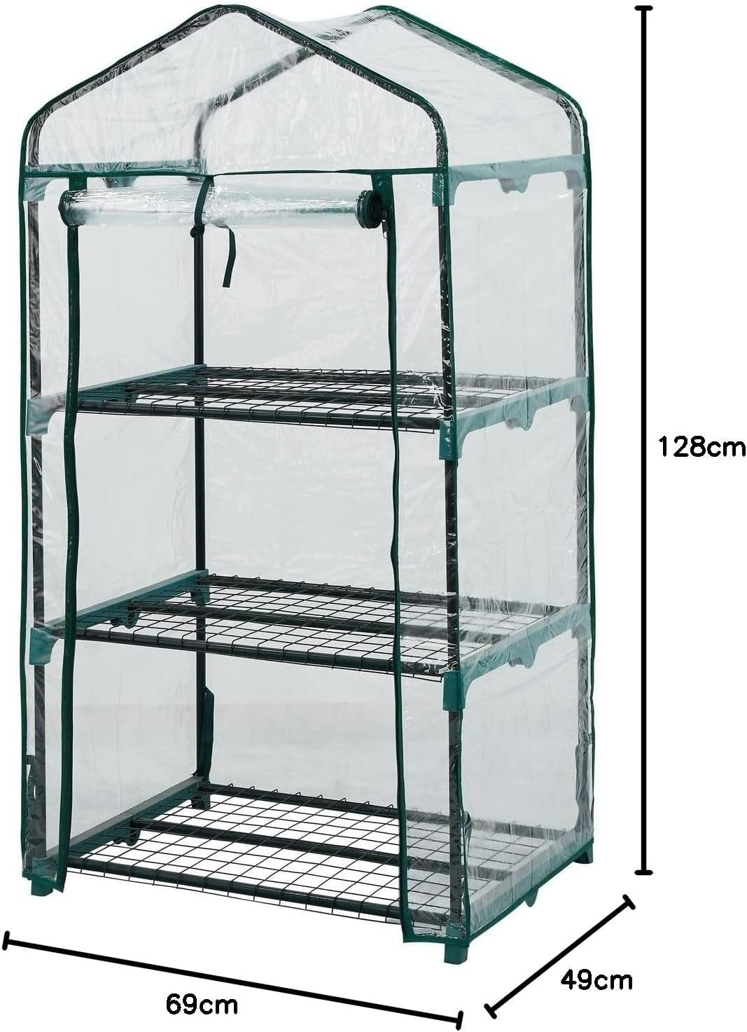 3 Tier Mini Greenhouse Clear PVC Cover Roll-Up Door Outdoor Plant Cold Frame