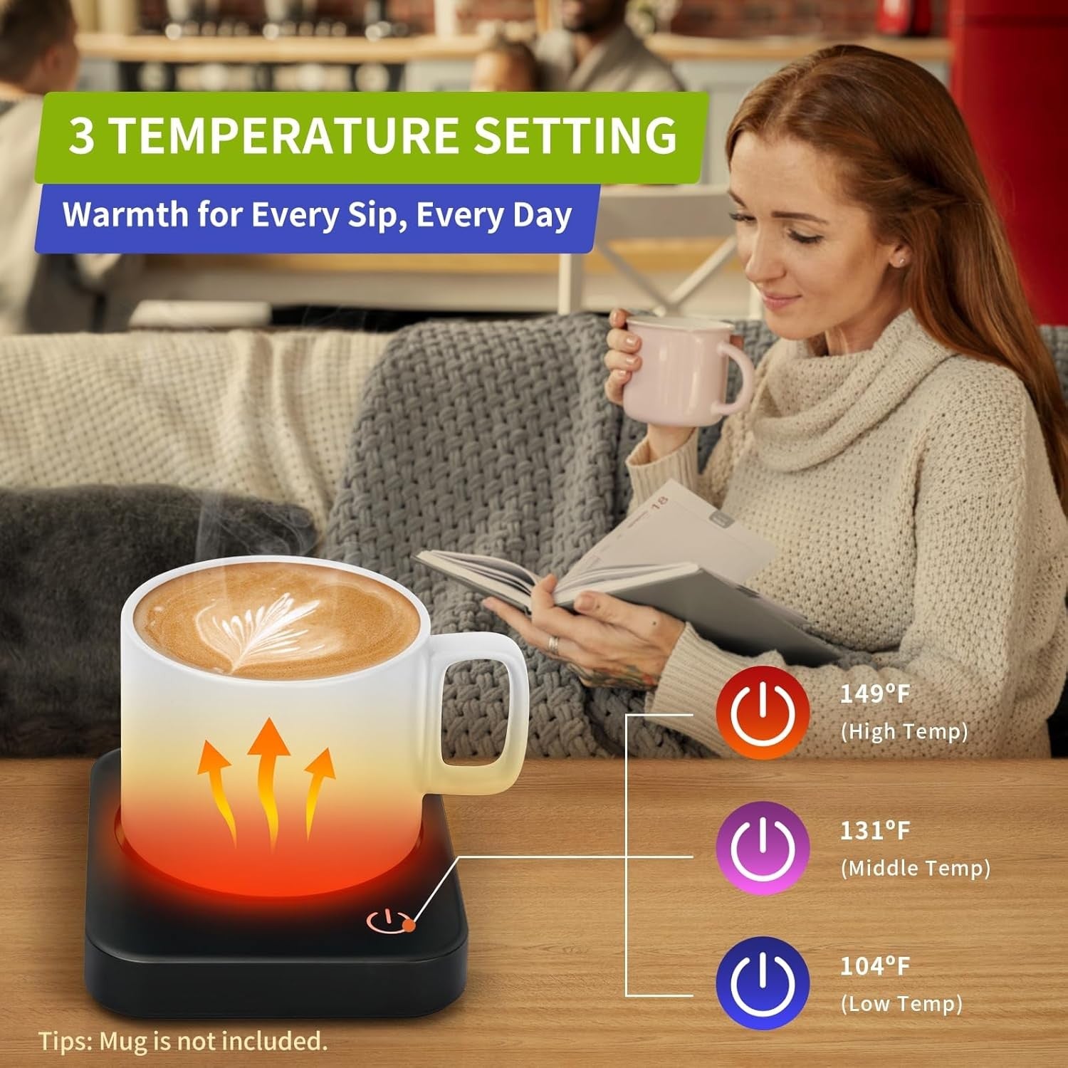 Black Electric Coffee Mug Warmer 3 Temp Auto Shut Of