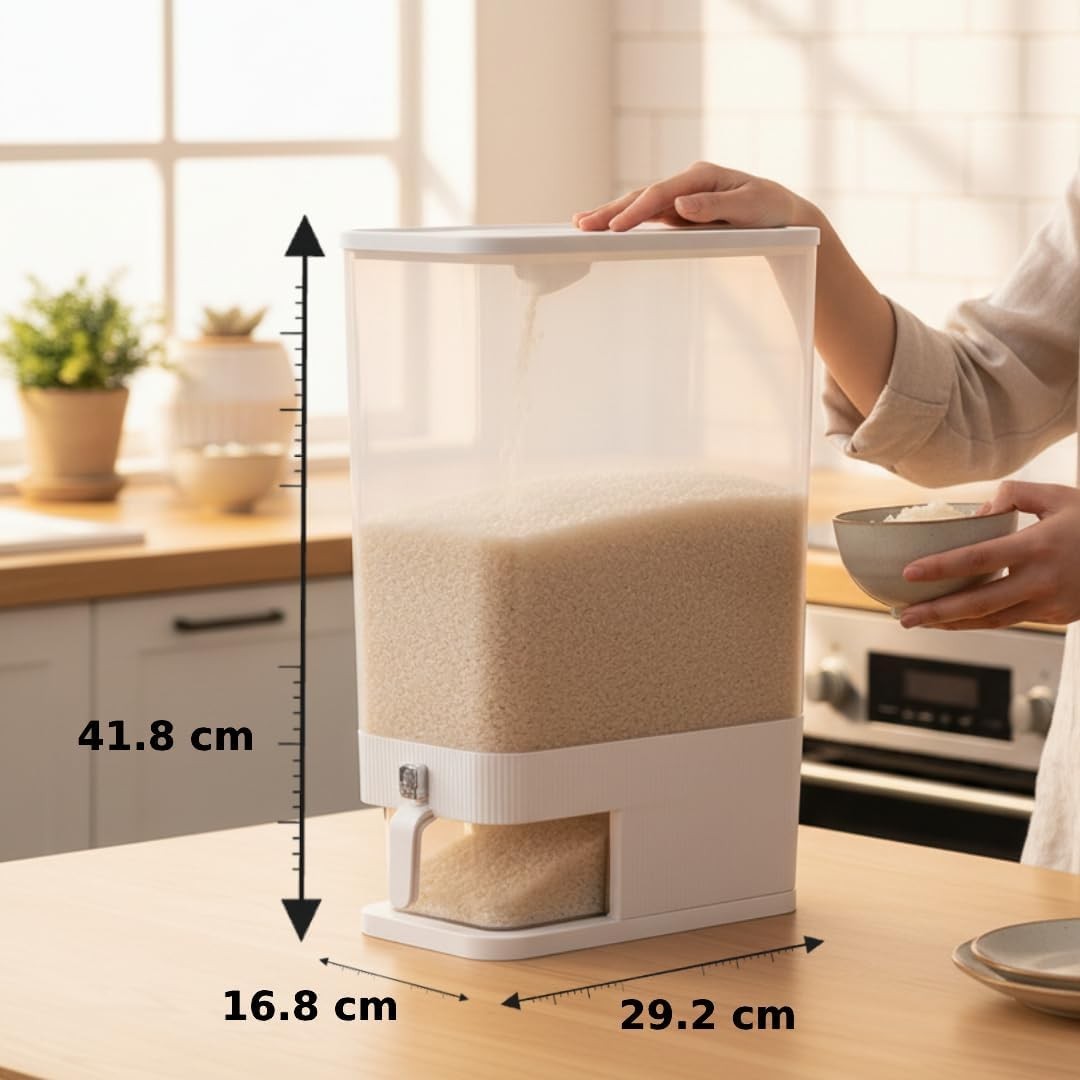 10KG Rice Storage Container Airtight BPA Free Press Dispenser Box