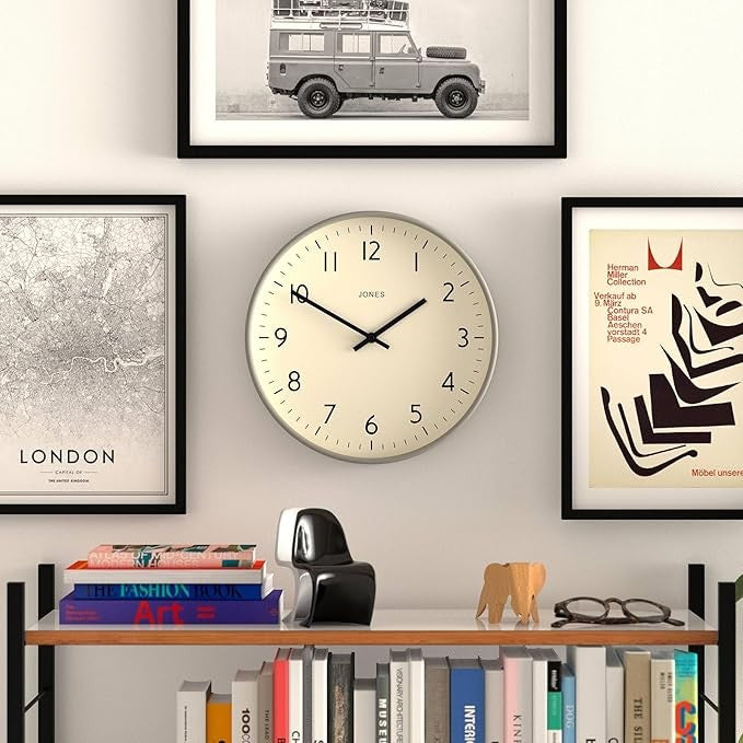 Modern 30cm Grey Wall Clock Silent Non-Ticking Easy Read Numbers Home Office