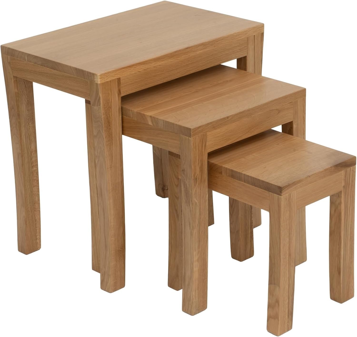 Oak Wood Nesting Coffee Tables Set 3 Curved Legs Rectangular Living Room Home