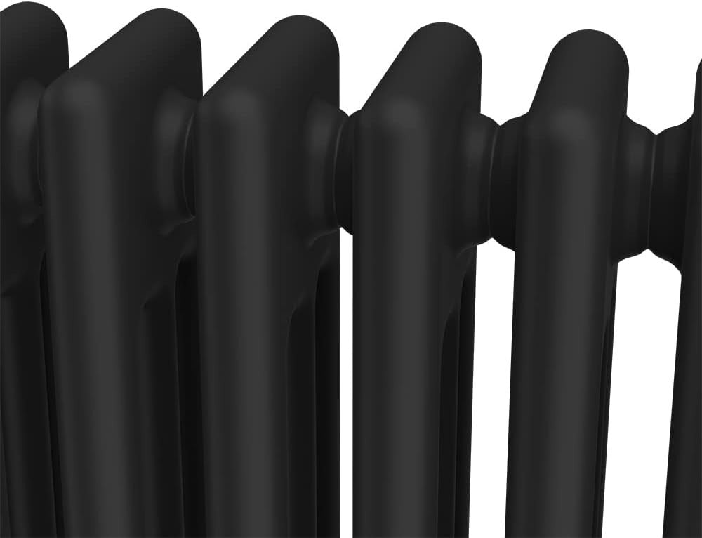 Black Triple Column Vertical Radiator 1500x380mm Cast Iron Style