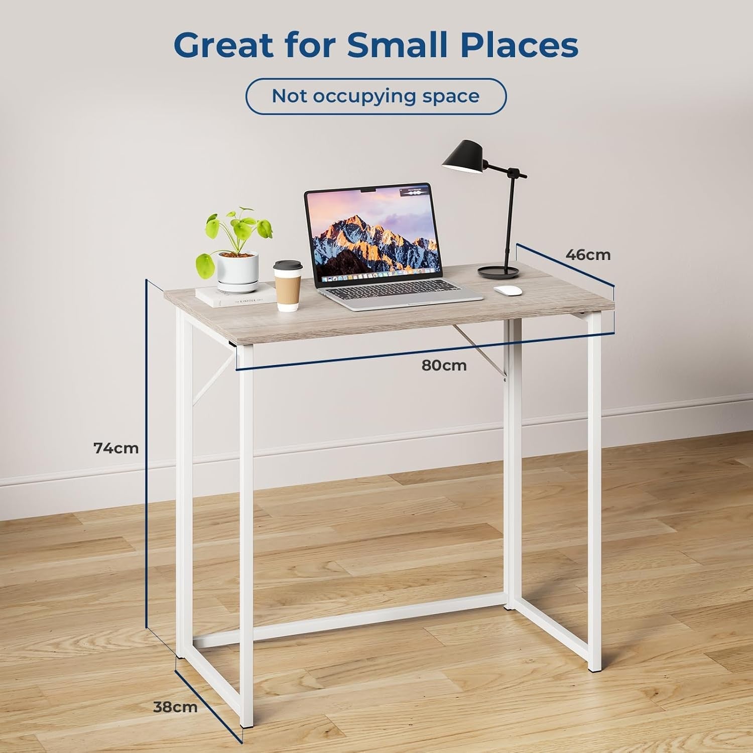 Folding Computer Desk Small Space Home Office Study Writing Table Oak