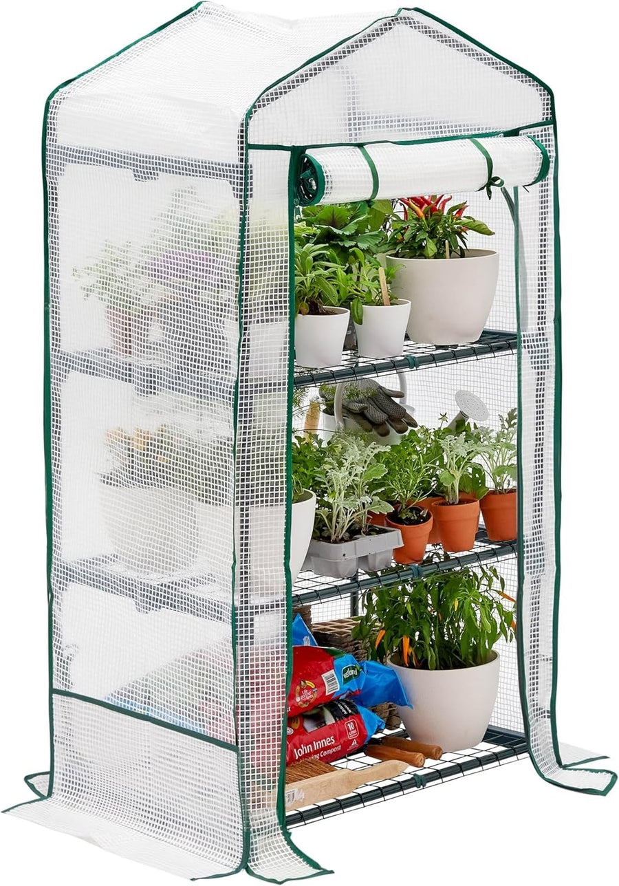 3 Tier Mini Greenhouse with Reinforced PVC Cover | Compact Steel Frame