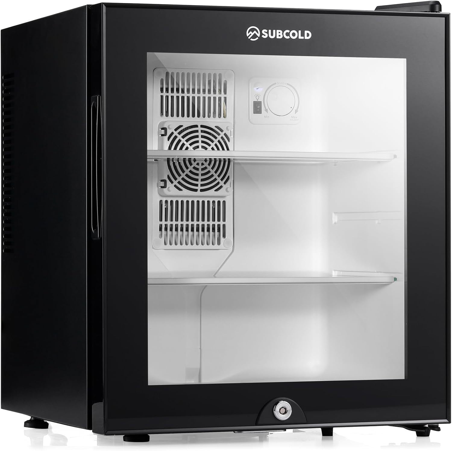 Mini Fridge 30L Compact Table Top Frost-Free LED Glass Door Black