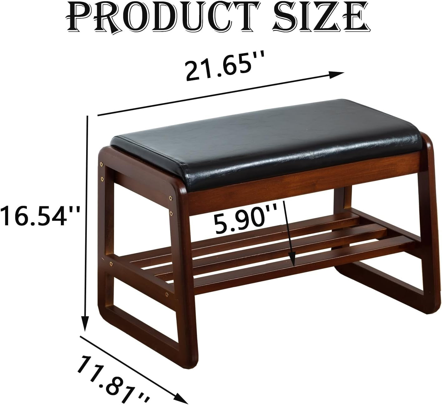 Modern Entryway Shoe Bench with Storage & Cushioned Seat, 2-Tier Rack