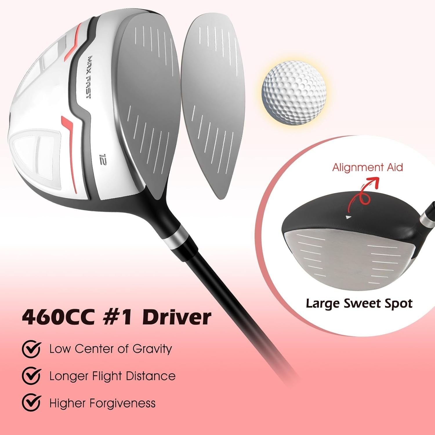 Women’s Right Hand Golf Clubs 12pc Complete Set 460cc Driver Stand Bag
