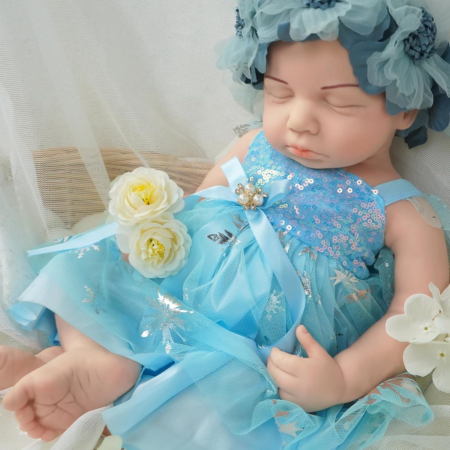 18” Full Silicone Newborn Baby Doll Ultra Realistic Sleeping Reborn