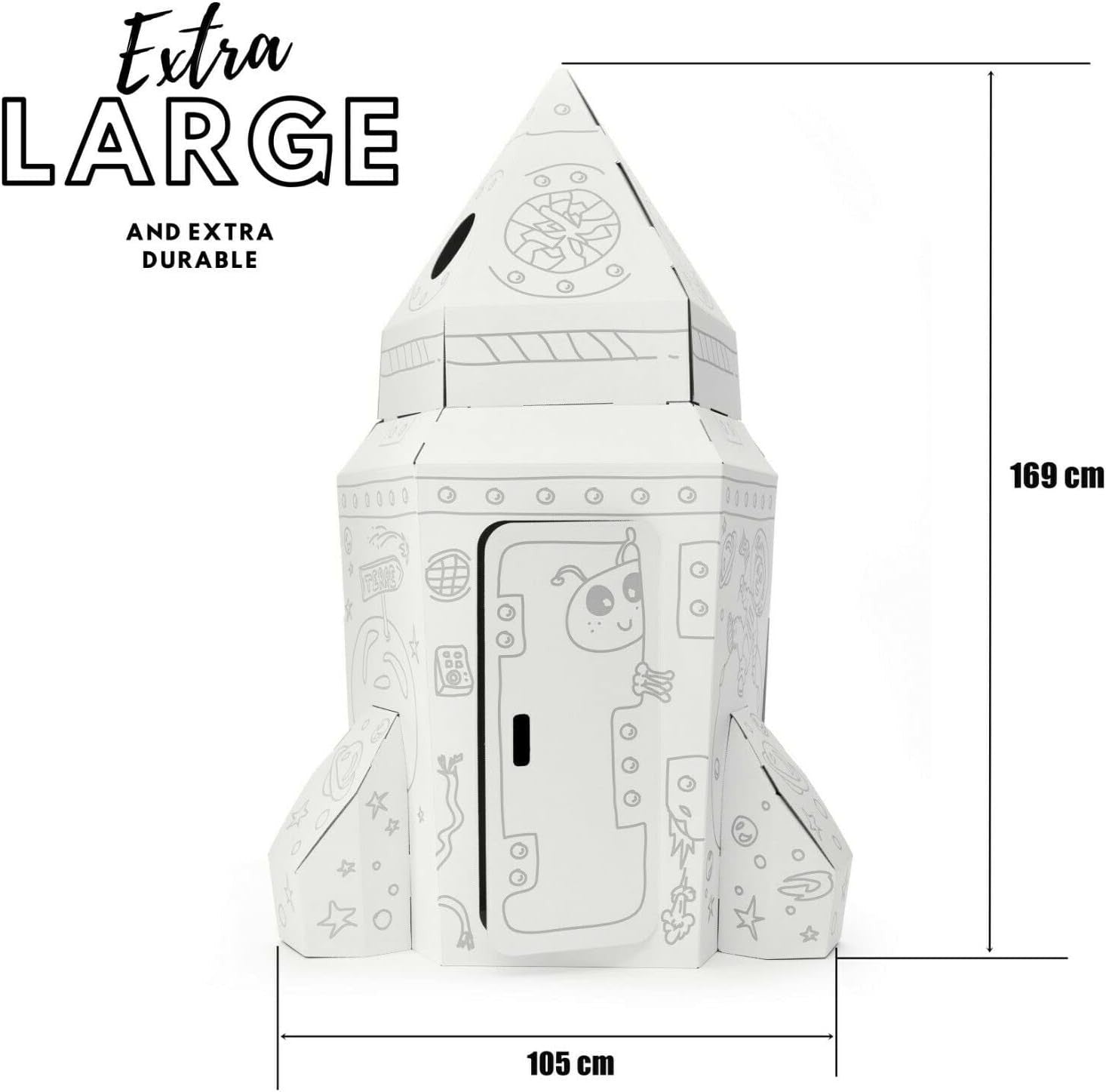 XL Cardboard Spaceship Playhouse Kids Colour In Rocket Craft Toy