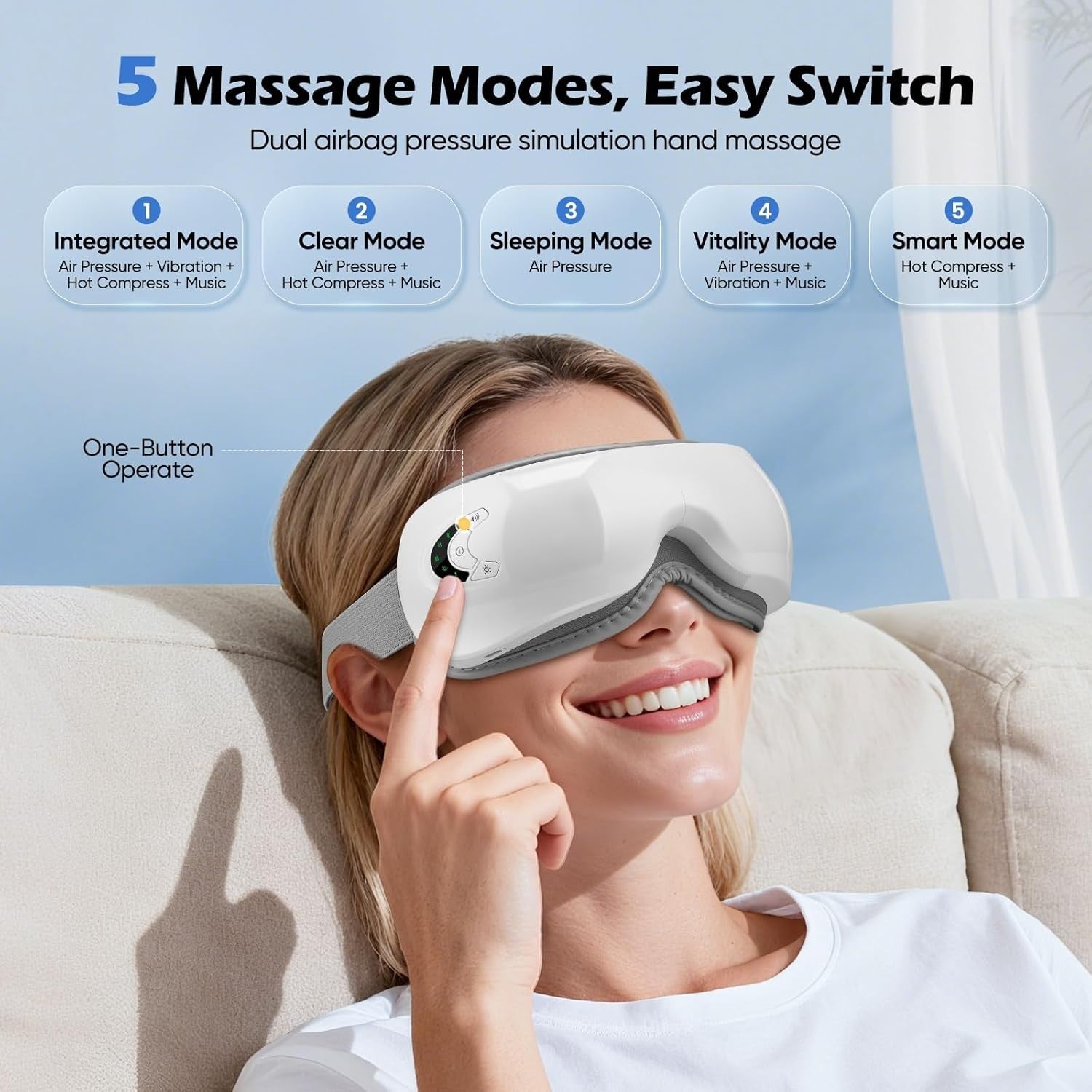 4 in 1 Heated Eye Massager Air Pressure Vibration Sleep Mask