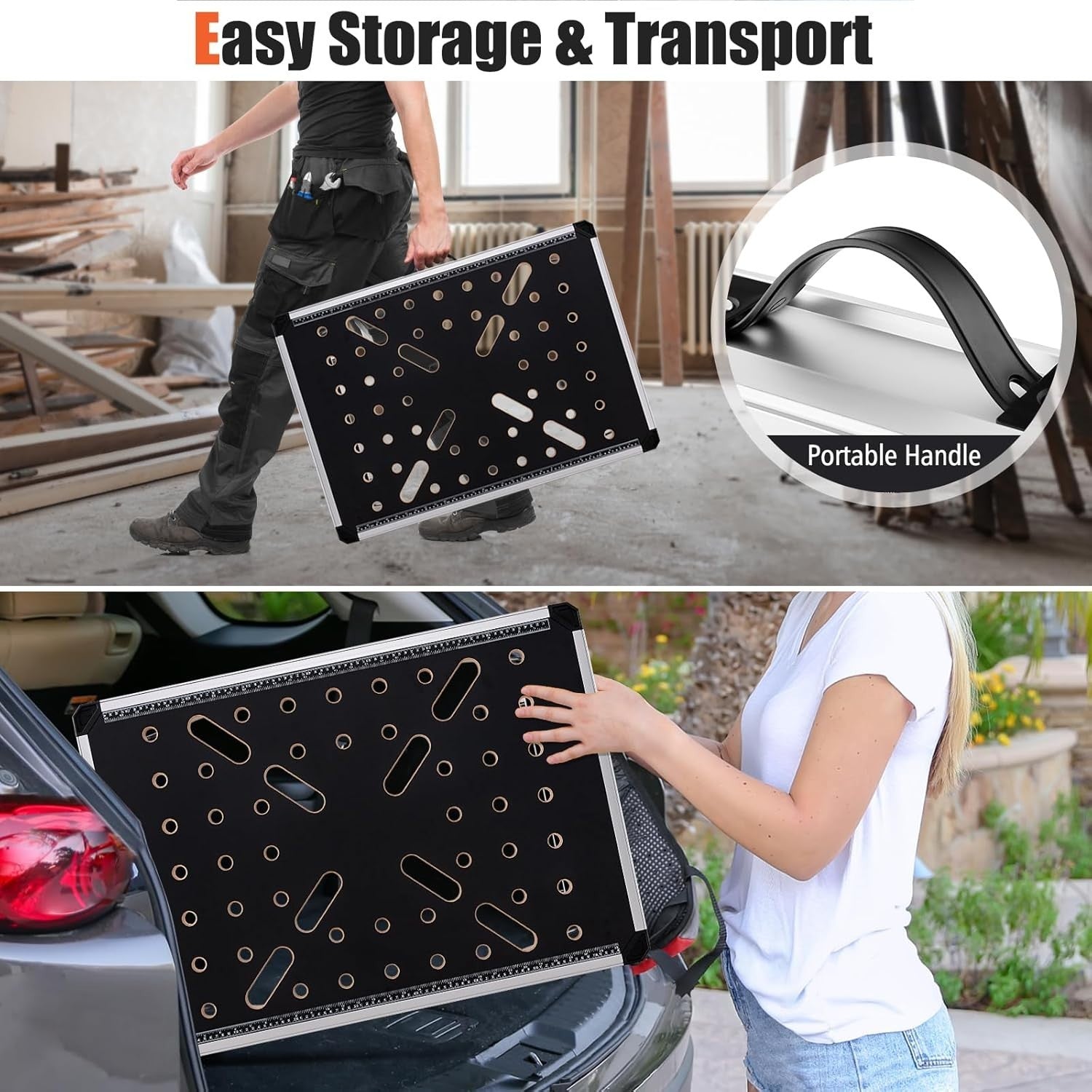 Folding Heavy Duty Workbench 450kg with Clamps Storage Boxes Portable Table