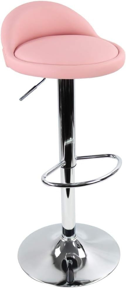 Pink Round Adjustable Swivel Bar Stool PU Leather Home Kitchen