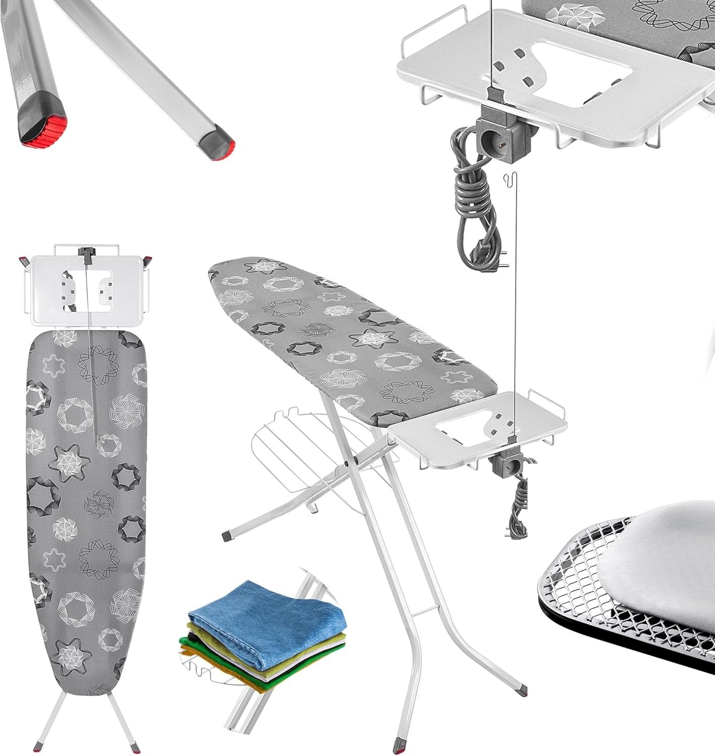 Extra Wide Height Adjustable Ironing Board with Iron Rest Non-Slip Feet
