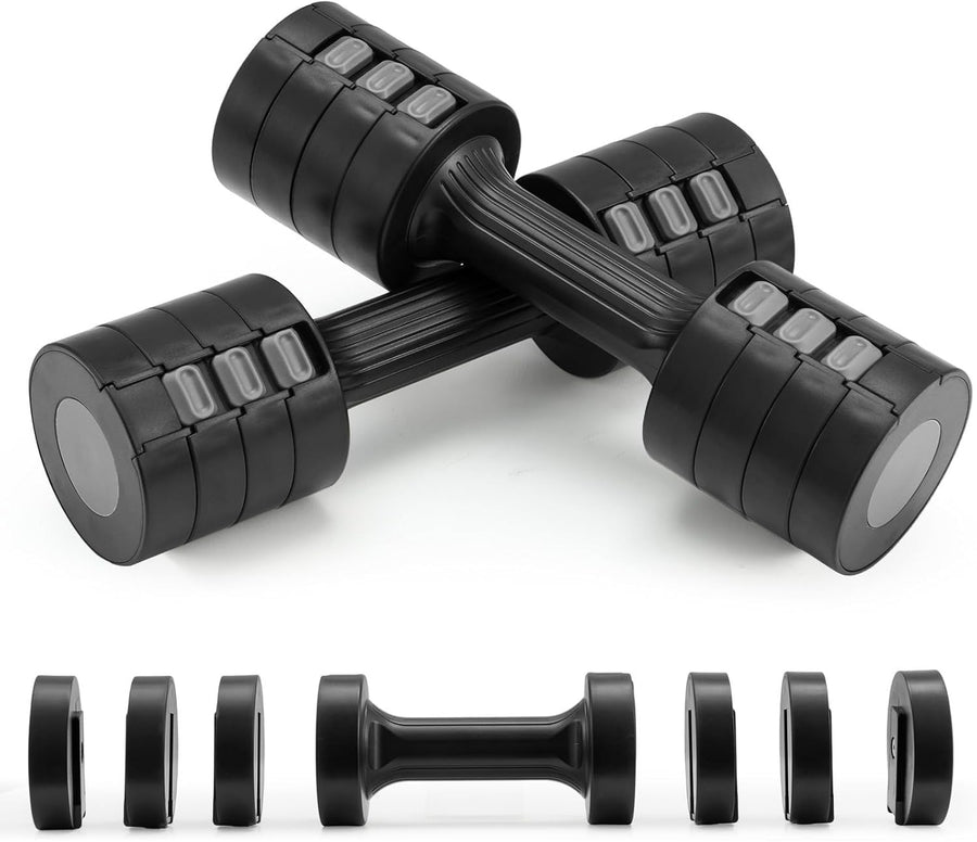 Adjustable Dumbbell Set 4-in-1 Hand Weights 1–2.5kg Home Gym Black
