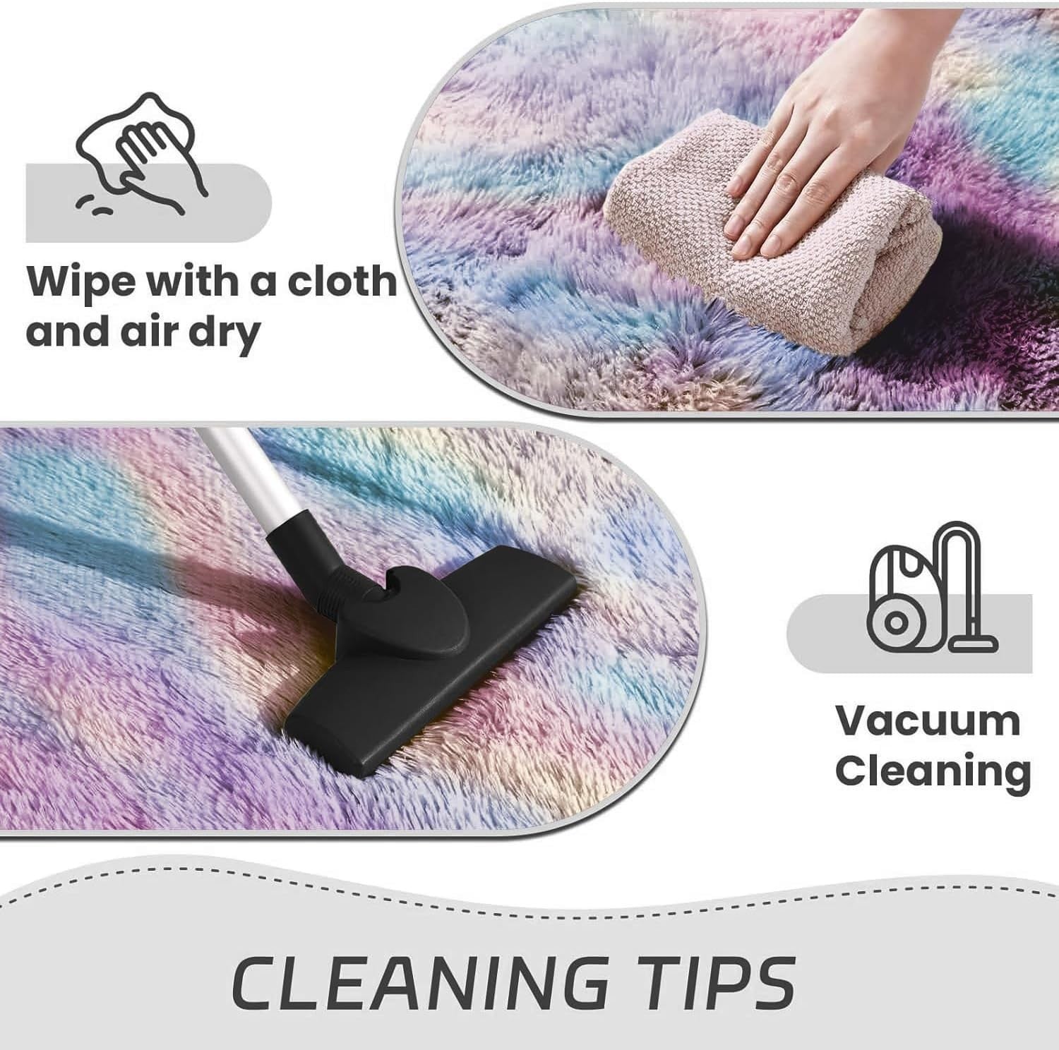 Round Shaggy Rug 120x120cm Set of 2 Fluffy Soft Anti Slip Plush Carpet